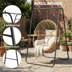 Riippuistuimen teline ulko- ja sisäkäyttöön, teräs, 150 kg, musta