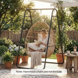 Riippuistuimen teline ulko- ja sisäkäyttöön, teräs, 150 kg, musta