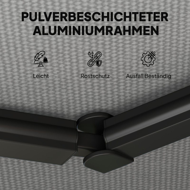 Nivelvarsikatos terassille, käsikäyttöinen, metalli/polyesteri, 350 x 300 cm, tummanharmaa