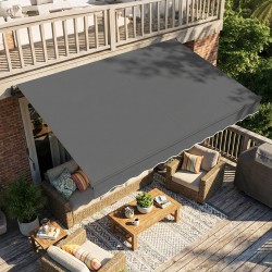 Nivelvarsikatos terassille, käsikäyttöinen, metalli/polyesteri, 350 x 300 cm, tummanharmaa