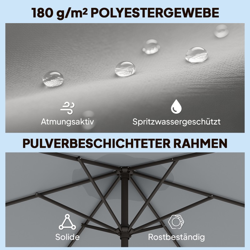 Pihavarjo suojapussilla, kallistustoiminto ja kampi, Ø295 cm, harmaa