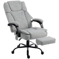 Hierova toimistotuoli korkealla selkänojalla tärinähieronta ja lämpö säädettävä selkänoja ja jalkatuki harmaa