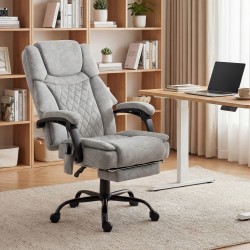 Hierova toimistotuoli korkealla selkänojalla, tärinähieronta ja lämpö, säädettävä selkänoja ja jalkatuki, harmaa