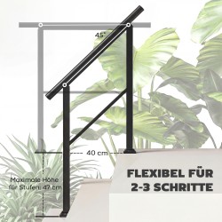 Portaankaide 2–3 portaalle, metallia, säädettävä kulma 0–45°, 95 cm, musta