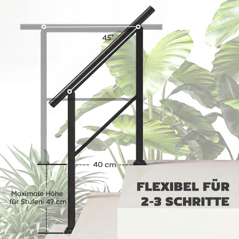 Portaankaide 2–3 portaalle, metallia, säädettävä kulma 0–45°, 95 cm, musta