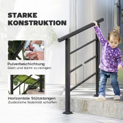 Metallinen porraskaide 1–3 portaalle, säädettävä kulma 0–45°, musta, sisä- ja ulkokäyttöön