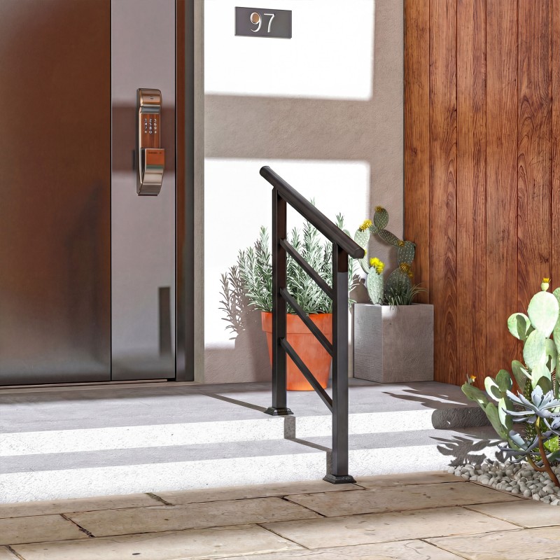 Metallinen porraskaide 1–3 portaalle, säädettävä kulma 0–45°, musta, sisä- ja ulkokäyttöön