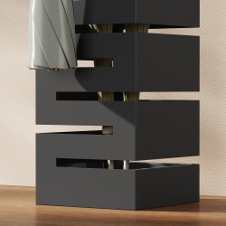 Sateenvarjoteline eteiseen, metallinen, koukuilla ja tippa-alustalla, 8 sateenvarjolle, musta