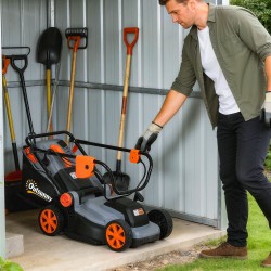 Sähkökäyttöinen ruohonleikkuri 1200 W 34 cm leikkuuleveys 25–75 mm 6 korkeutta 35 l keruusäiliö multaus