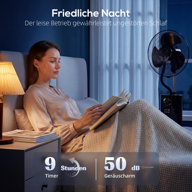 4-in-1 jalallinen sumutintuuletin ilmanraikastimella ja hyttystorjunnalla, 2,3 l, musta, kaukosäädin