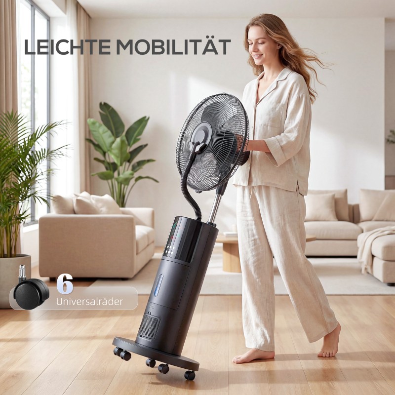 4-in-1 jalallinen sumutintuuletin ilmanraikastimella ja hyttystorjunnalla, 2,3 l, musta, kaukosäädin