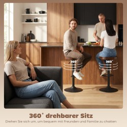 Säädettävä baarituolisetti 2 kpl, satulaistuin jalavapuuta, pyörivä, tummanruskea/musta