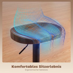 Säädettävä baarituolisetti 2 kpl, satulaistuin jalavapuuta, pyörivä, tummanruskea/musta