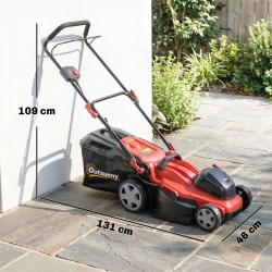 Sähkökäyttöinen ruohonleikkuri 36V 800W, 40 cm leikkuuleveys, 7 korkeutta, 45 L keruusäiliö, punainen-musta