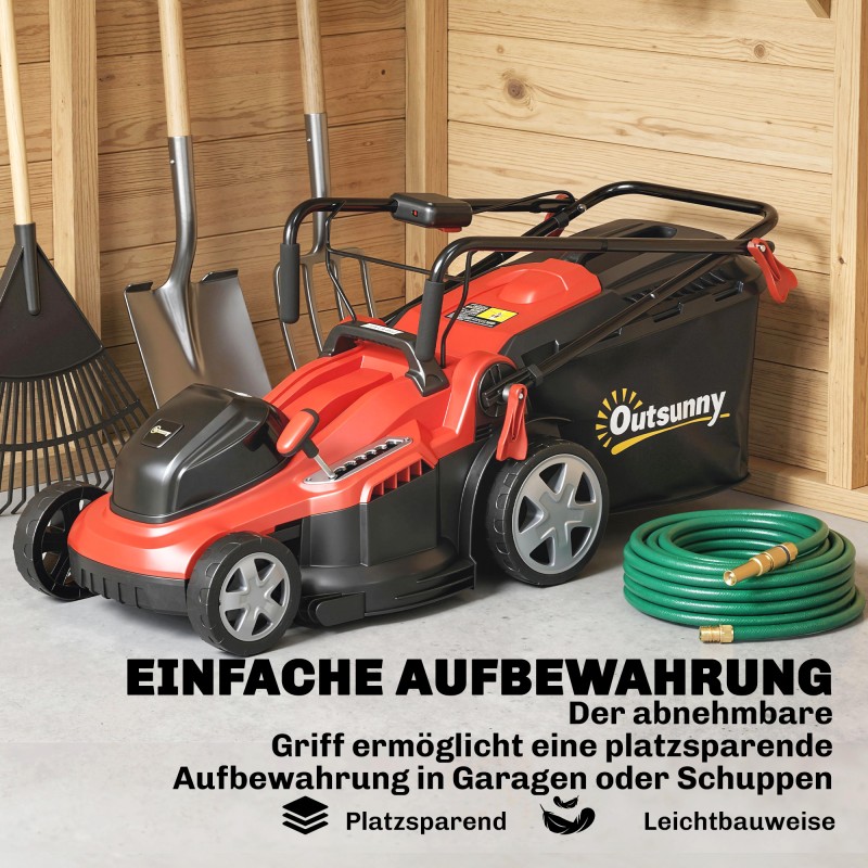 Sähkökäyttöinen ruohonleikkuri 36V 800W, 40 cm leikkuuleveys, 7 korkeutta, 45 L keruusäiliö, punainen-musta