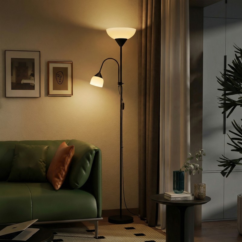 Lattiavalaisin ylävalo ja lukuvalo, 3 värilämpötilaa, metallirunko, musta