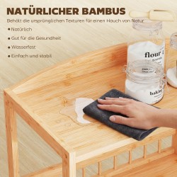 Keittiövaunu 3-tasoinen tarjoilu- ja apupöytä bambua 53 x 30,5 x 83 cm luonnonväri