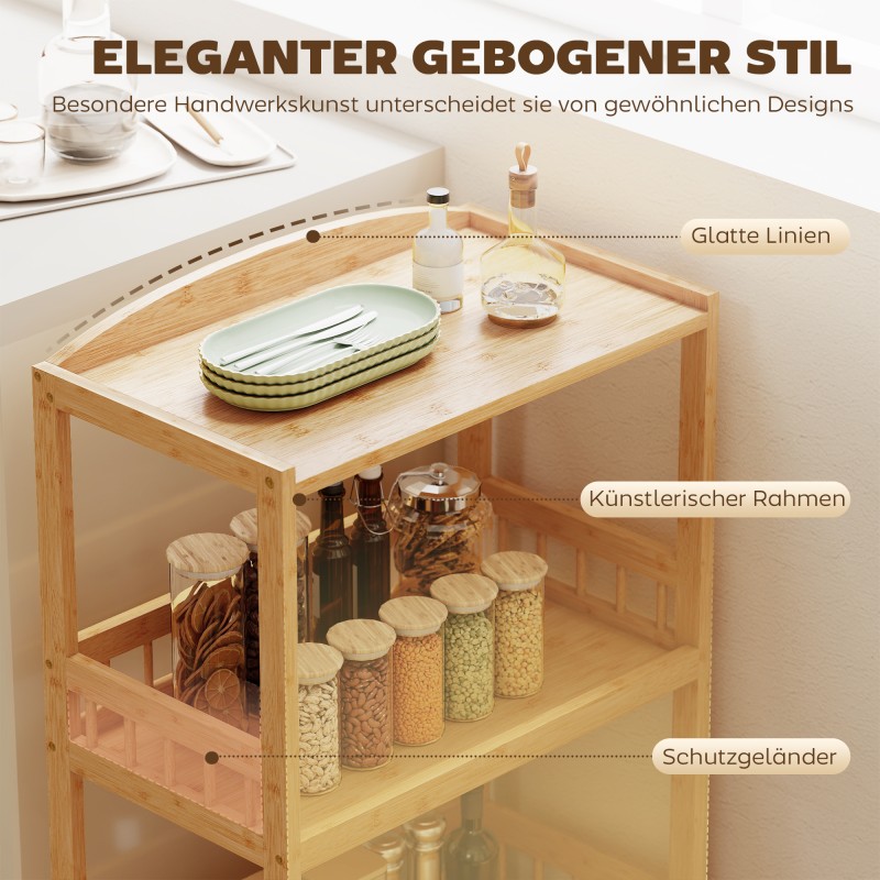 Keittiövaunu 3-tasoinen tarjoilu- ja apupöytä bambua 53 x 30,5 x 83 cm luonnonväri