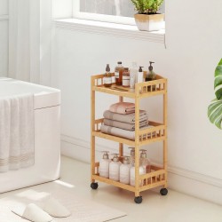 Keittiövaunu 3-tasoinen tarjoilu- ja apupöytä bambua 53 x 30,5 x 83 cm luonnonväri