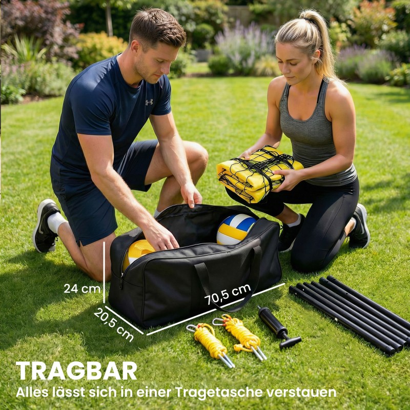 Lentopallosetti teräspylväillä ja korkeussäädettävällä verkolla 950 x 100 x 248 cm musta