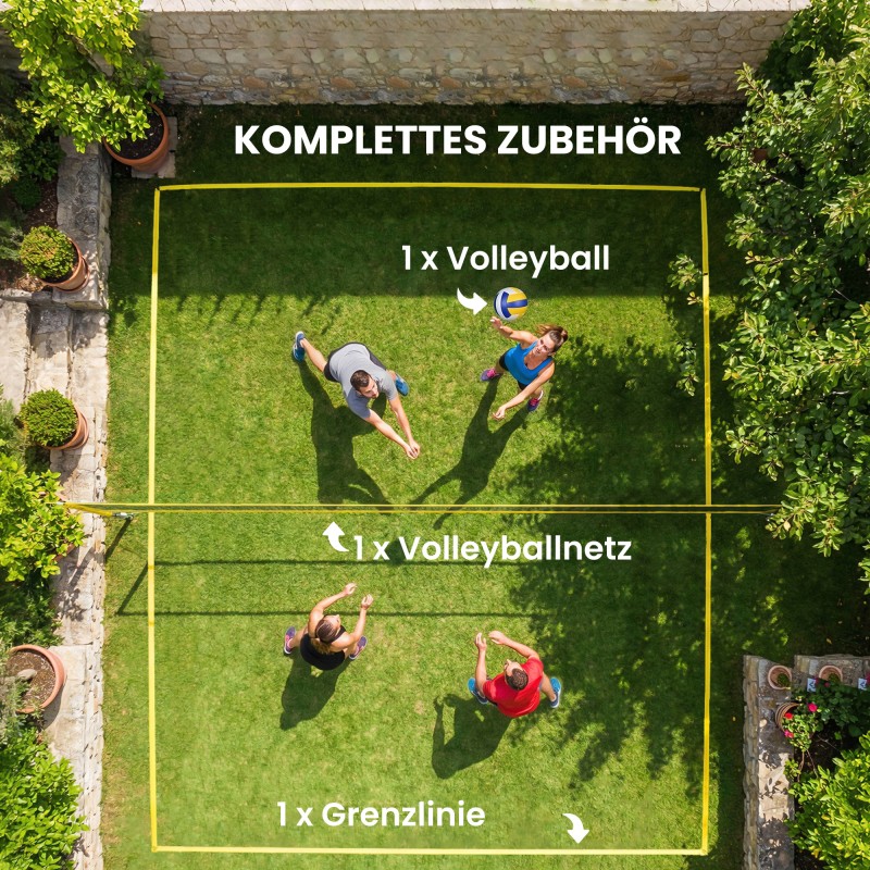 Lentopallosetti teräspylväillä ja korkeussäädettävällä verkolla 950 x 100 x 248 cm musta