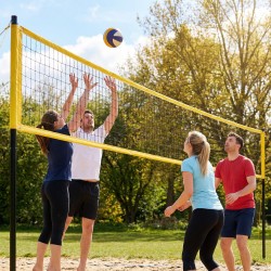 Lentopallosetti teräspylväillä ja korkeussäädettävällä verkolla 950 x 100 x 248 cm musta