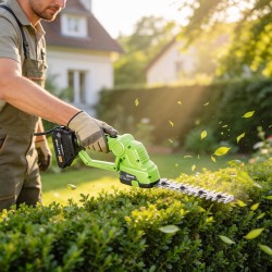 Akkukäyttöinen 2-in-1 pensas- ja ruohotrimmeri 20 cm + 10 cm terät vihreä/musta, akku ja laturi