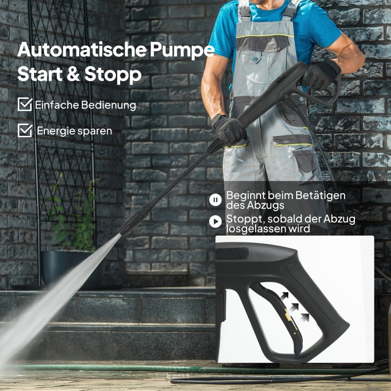 Painepesuri ulkokäyttöön, 1800 W, 135 bar, 540 L/h, alumiinipumppu, 5 m letku, keltainen/musta