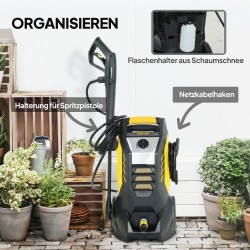 Painepesuri ulkokäyttöön, 1800 W, 135 bar, 540 L/h, alumiinipumppu, 5 m letku, keltainen/musta