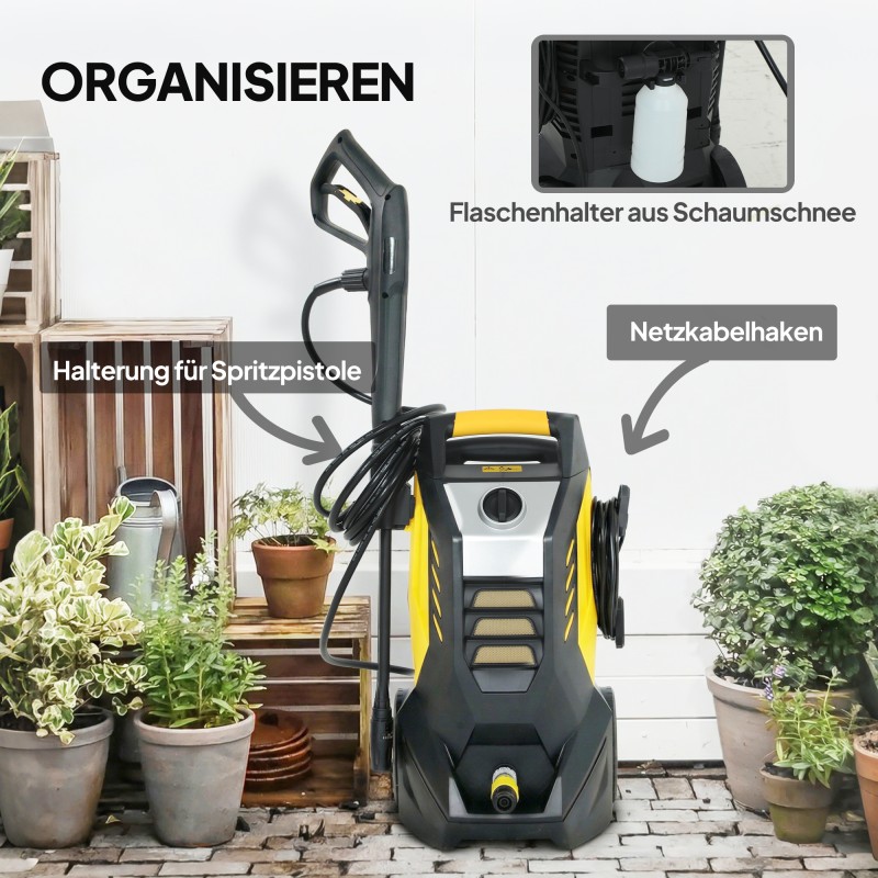 Painepesuri ulkokäyttöön, 1800 W, 135 bar, 540 L/h, alumiinipumppu, 5 m letku, keltainen/musta