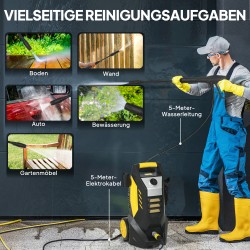 Painepesuri ulkokäyttöön, 1800 W, 135 bar, 540 L/h, alumiinipumppu, 5 m letku, keltainen/musta