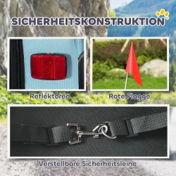 Koiran pyörävaunu, kokoontaitettava pyöräkärry keskikokoisille koirille 20 kg, 143 x 70 x 90 cm, vaaleansininen