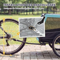 Koiran pyörävaunu, kokoontaitettava pyöräkärry keskikokoisille koirille 20 kg, 143 x 70 x 90 cm, vaaleansininen