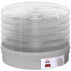 Elintarvikekuivuri 5 tasoinen 245 W säädettävä lämpötila 35 70 C harmaa 800 144V90GY