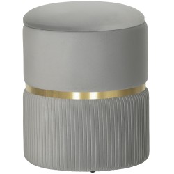 Pyöreä säilytysrahi samettia pehmustettu istuin ja säilytystila 36 x 36 x 44 cm vaaleanharmaa