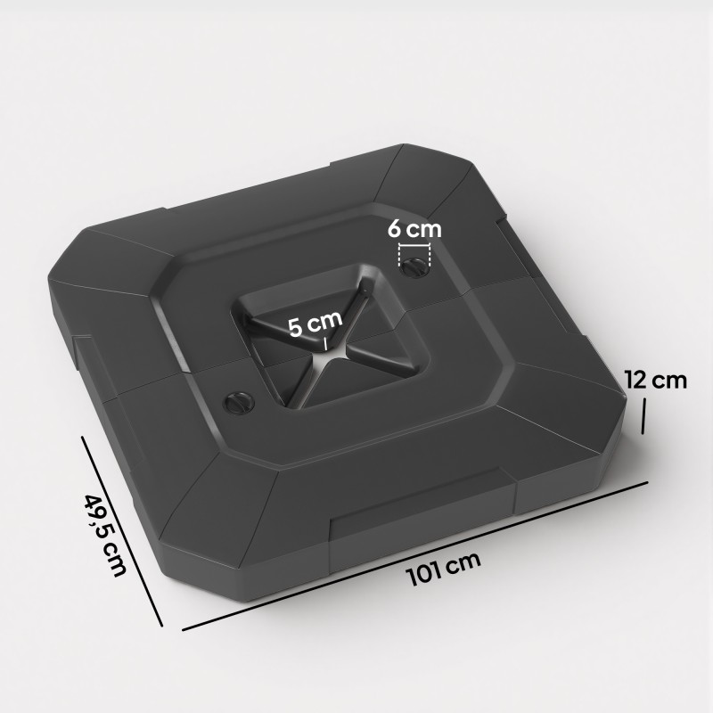 Riippuvarjon jalustan painolevyt 2-osainen HDPE täytettävä jopa 105 kg musta