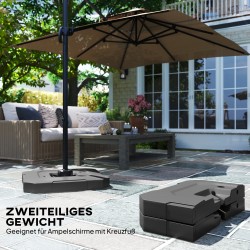 Riippuvarjon jalustan painolevyt 2-osainen HDPE täytettävä jopa 105 kg musta