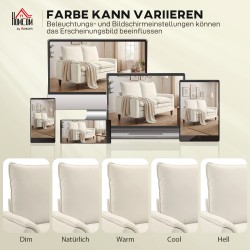 2-istuttava chenille-sohva, syvä istuin, korkea selkänoja, 146 cm, creme