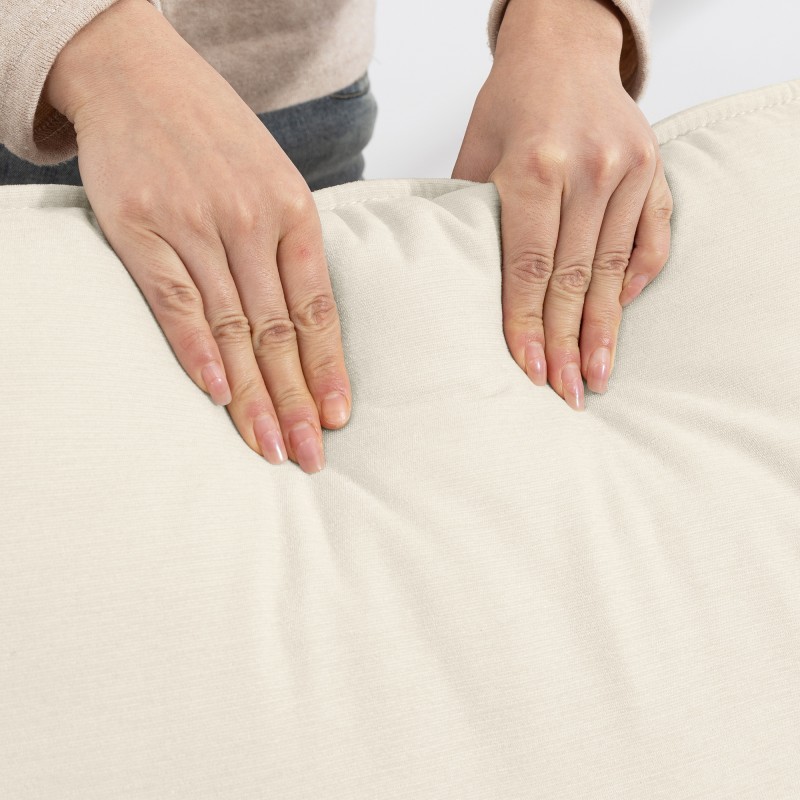 2-istuttava chenille-sohva, syvä istuin, korkea selkänoja, 146 cm, creme