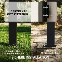 Seinään asennettava grillikatos puutarhaan, polykarbonaatti, 244 x 148 x 244 cm, tummanharmaa