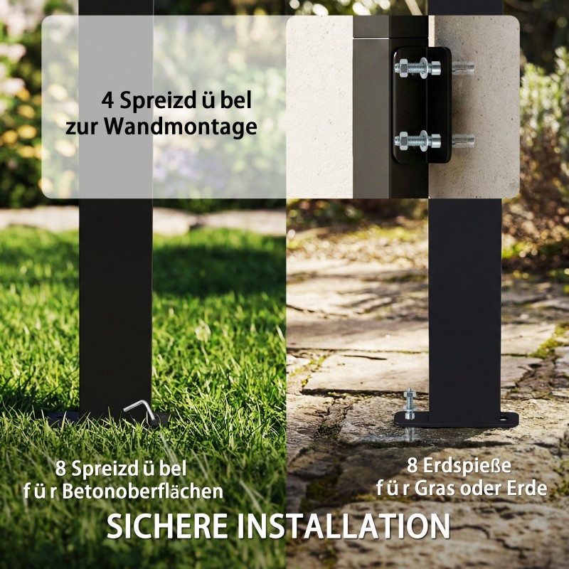 Seinään asennettava grillikatos puutarhaan, polykarbonaatti, 244 x 148 x 244 cm, tummanharmaa