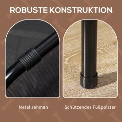 Korotettu koiran leposänky katoksella, hengittävä ulkosänky kahvi/musta 122 x 92 x 108 cm