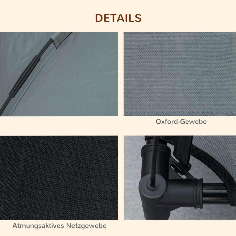 Korotettu koiran ulkopeti katoksella, hengittävä verkkokangas, metallirunko, harmaa, 61 x 46 x 62 cm