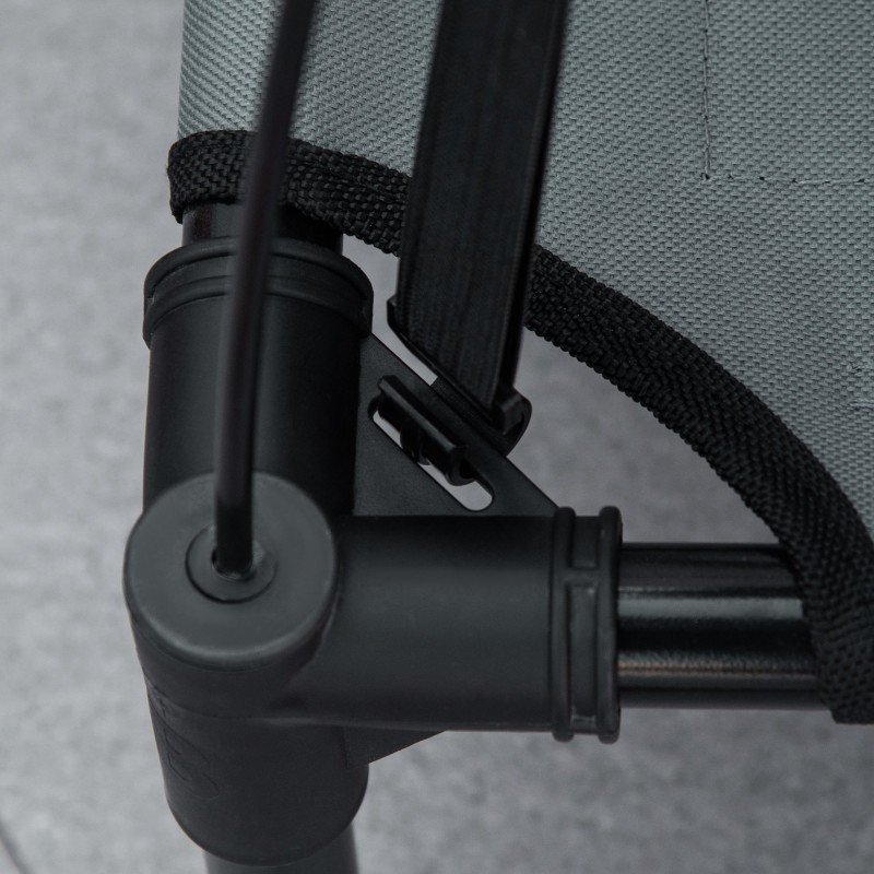 Korotettu koiran ulkopeti katoksella, hengittävä verkkokangas, metallirunko, harmaa, 61 x 46 x 62 cm