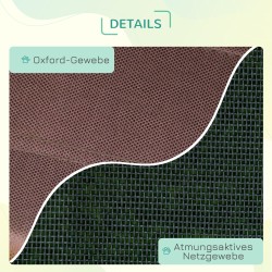 Korotettu koiran ulkosänky katoksella, hengittävä verkkokangas, metalli, koko 76 x 61 x 73 cm, kahvi-musta