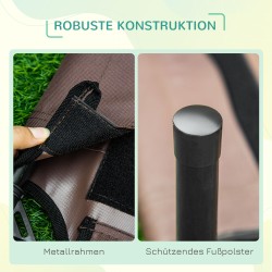 Korotettu koiran ulkosänky katoksella, hengittävä verkkokangas, metalli, koko 76 x 61 x 73 cm, kahvi-musta