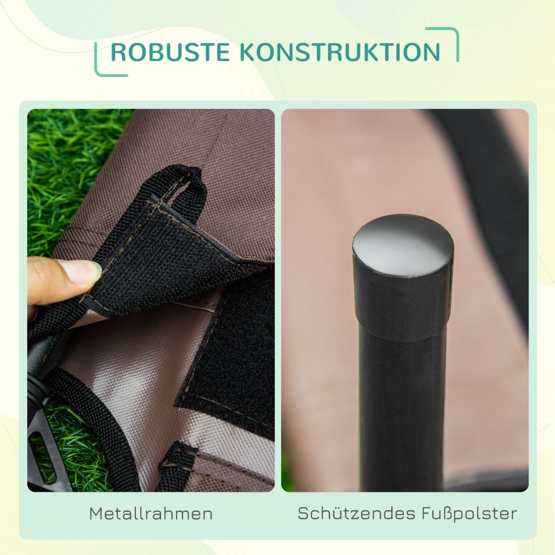 Korotettu koiran ulkosänky katoksella, hengittävä verkkokangas, metalli, koko 76 x 61 x 73 cm, kahvi-musta