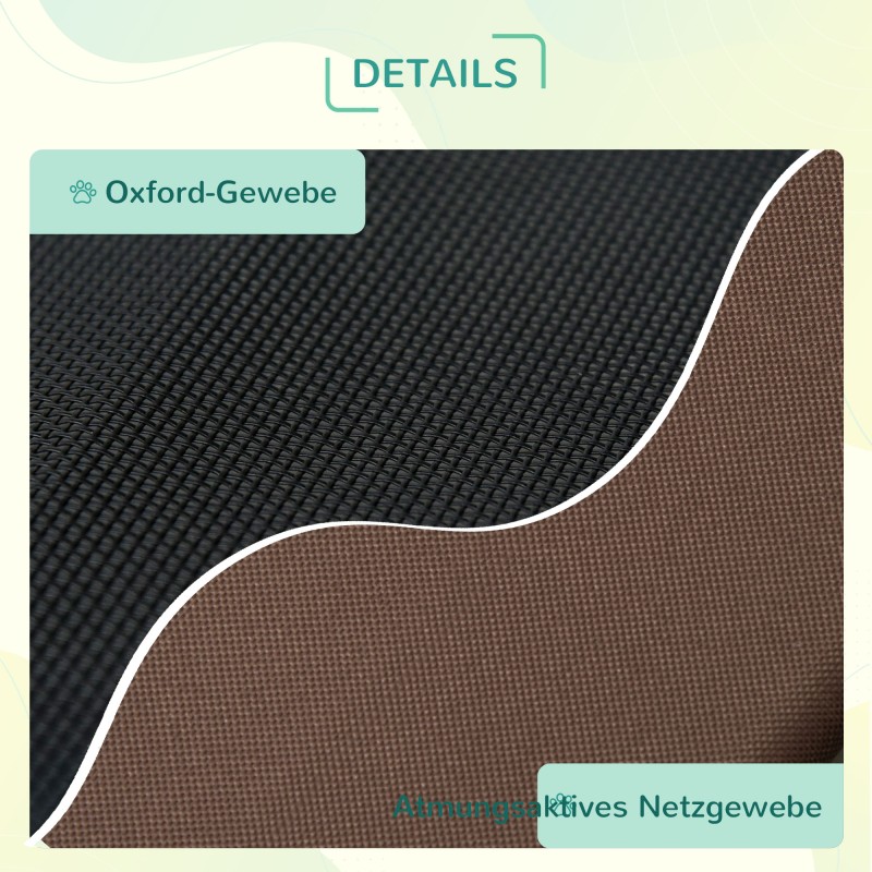 Korotettu koiran ulkosänky katoksella, hengittävä verkkokangas, metalli, 92 x 76 x 90 cm, kahvi-musta