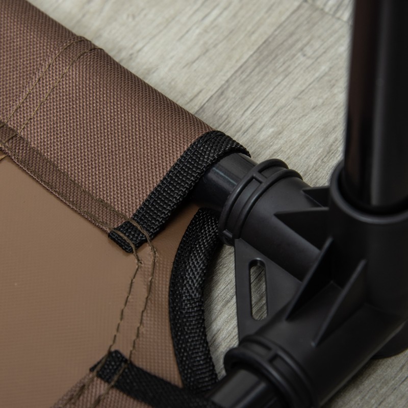 Korotettu koiran ulkosänky katoksella, hengittävä verkkokangas, metalli, 92 x 76 x 90 cm, kahvi-musta