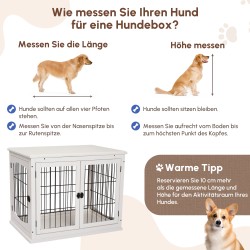 Koiran sisähäkki ja sivupöytä 58,5 x 81 x 66 cm valkoinen MDF ja metalli